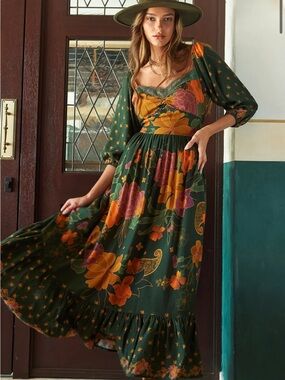 NWT Anthropologie Z&L Jade Maxi Dress M